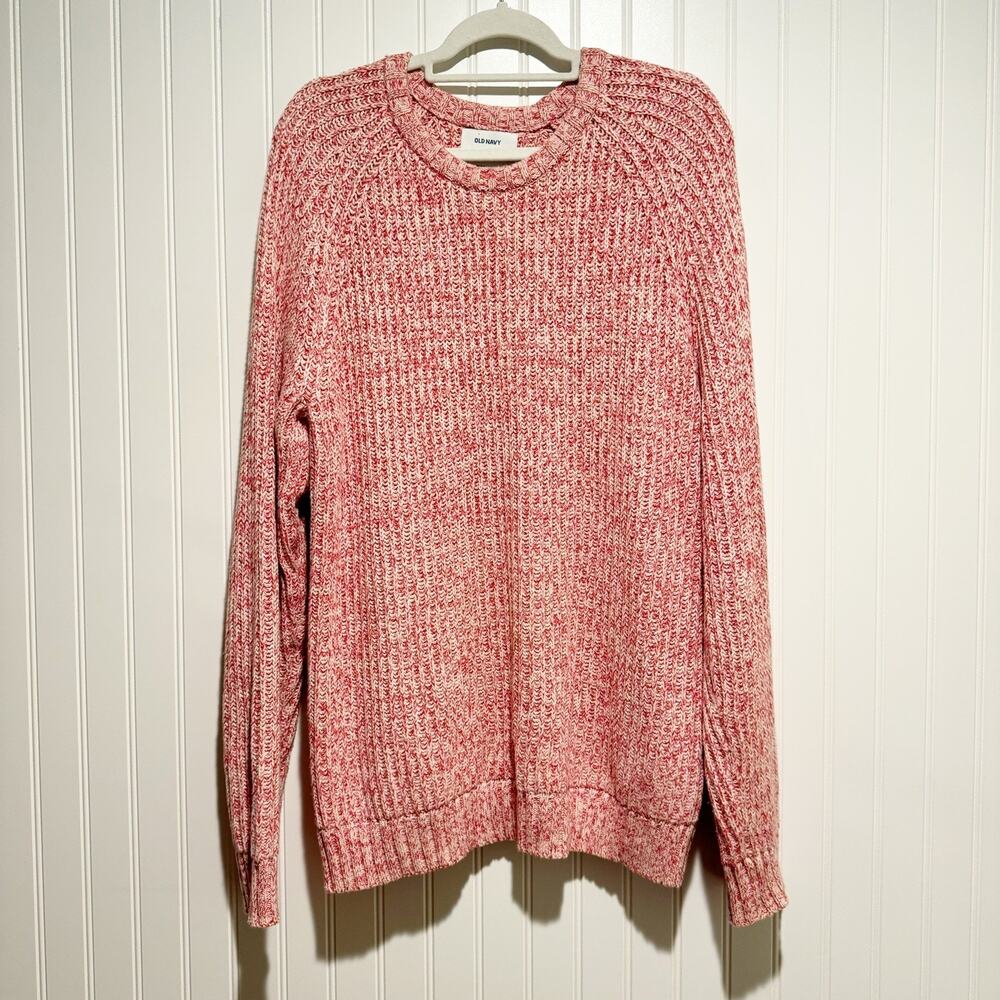 Old Navy Crew Neck Sweater Tunic Length Red Pink White Size Large